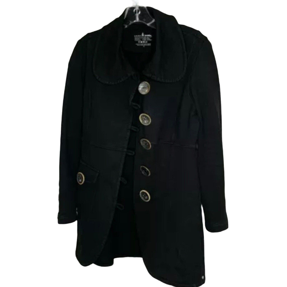 Neon Buddha Women's Jacket Coat Cotton Black Button Lagenlook‎ Art Boho Small